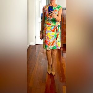 Ralph Lauren multi-print a line dress with belt. Size S.